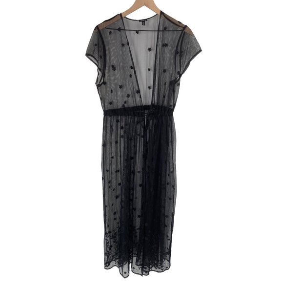 TORRID SHEER FRONT TIE EMBROIDERED MAXI KIMONO COVER UP SIZE 1/2 - Picture 2 of 6